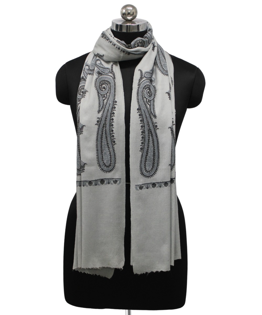 Grey Aari Jaal Pashmina Stole - Image 3