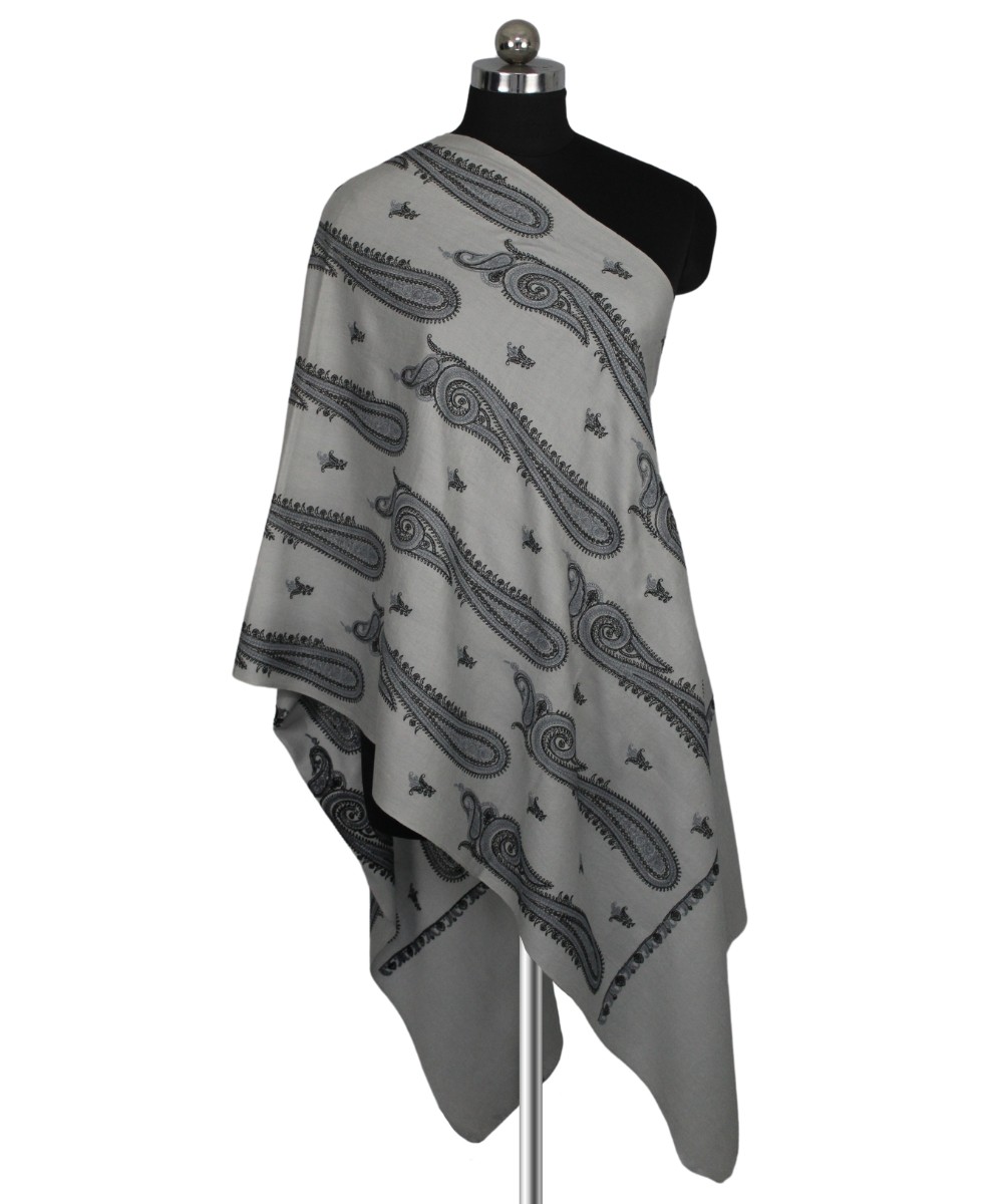 Grey Aari Jaal Pashmina Stole