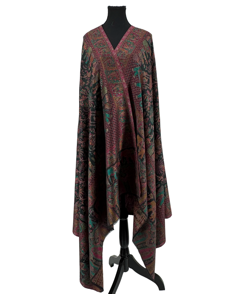Luxurious Pure Kashmiri Pashmina Shawl with Royal Elephant & Court Procession Weave - Image 2